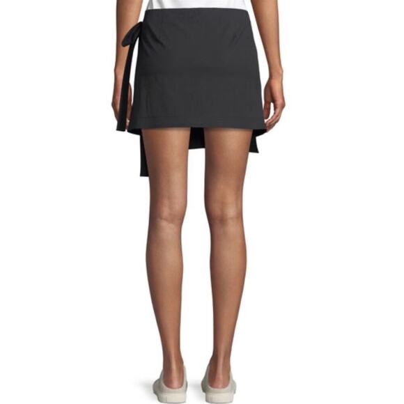 Theory Black Cotton Wrap Tie Skirt in Black. - Picture 2 of 8
